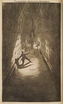 1714 engraving of the interior of the Great Pyramid of Giza